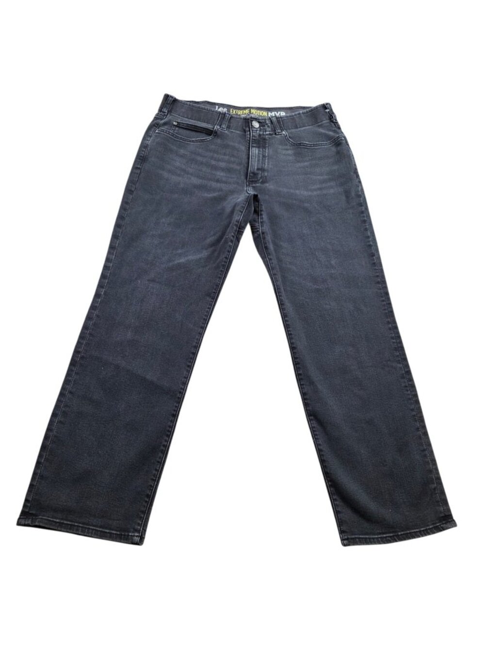 Lee Jeans Men’s 36x30 Gray Extreme Motion MVP Straight Leg Dark Wash Denim
